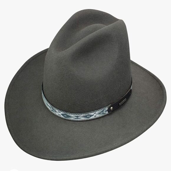 Stetson Men's Granger Crushable Wool Leather Hatband Western Cowboy Hat-Gray, S - Picture 1 of 8
